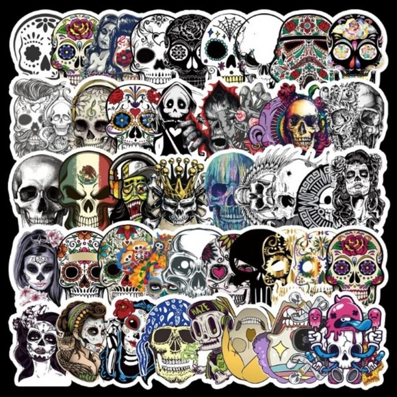 50 Piece Set of Sugar Skulls Day Of The Dead Stickers NWOT - Picture 2 of 2